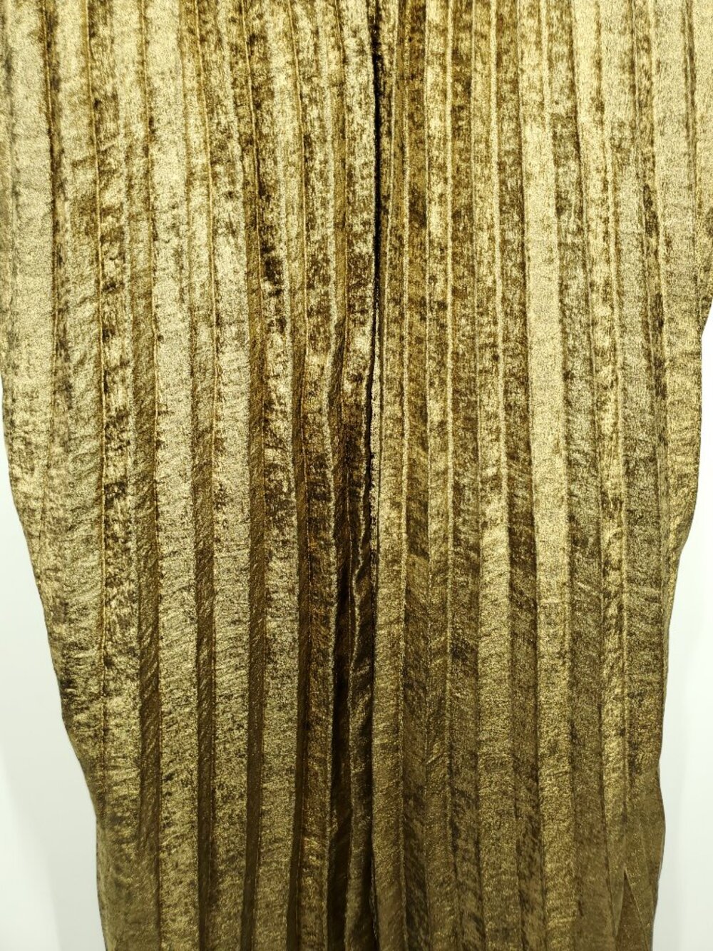 Lulus Gelsey Gold Lurex Pleated Halter Shift Maxi Dress L - Picture 8 of 16